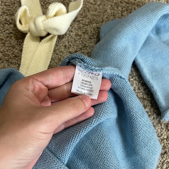 Lovers + Friends' Mercer Sweater Dusty Blue Tie Long Sleeve Wool Mix Size Small - Picture 8 of 12